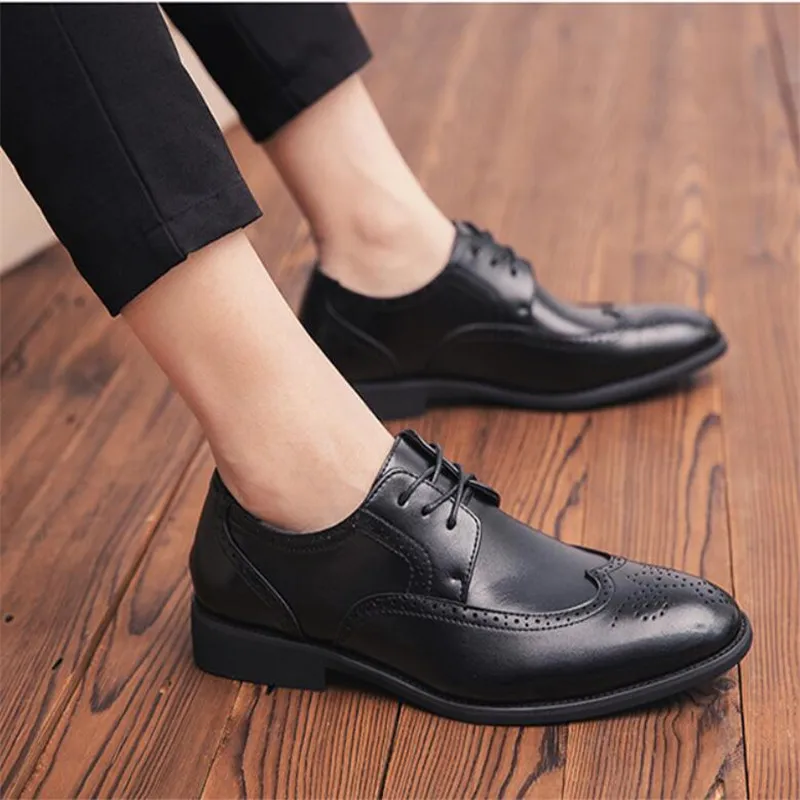 

2019 British Style Men Bullock Carved Genuine Leather Office Party Shoes Lace Up Suit Men's Business Dress Shoes Big yards 48