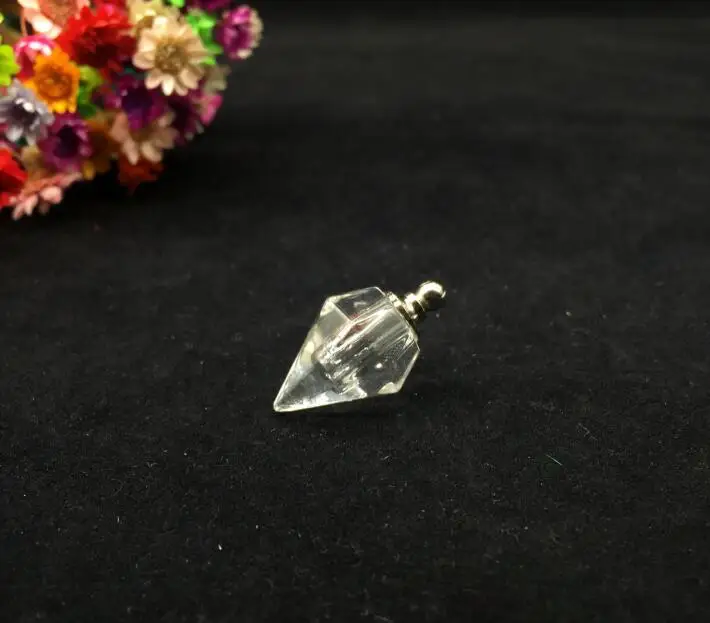 

100pcs/lot Hot transparent Glass Vial crystle Pendant Rice Art necklace Pendant DIY Making Jewelry Finding Essential oil trinket