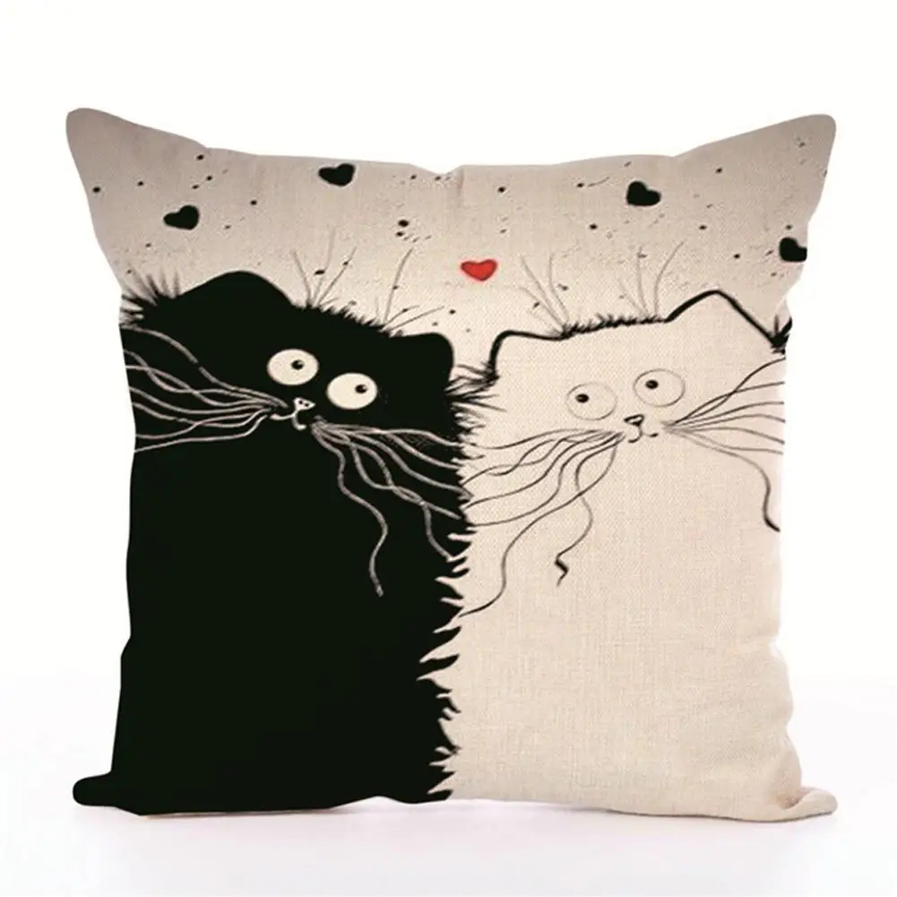 Adeeing черно белый чехол для подушки с рисунком кота наволочки дивана