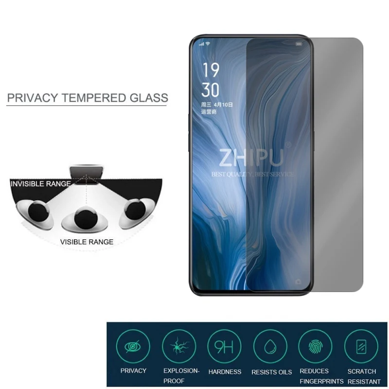 Для Oppo Reno 10x zoom 2.5D Arc Edge антишпионское закаленное стекло для 6 "Защитная пленка