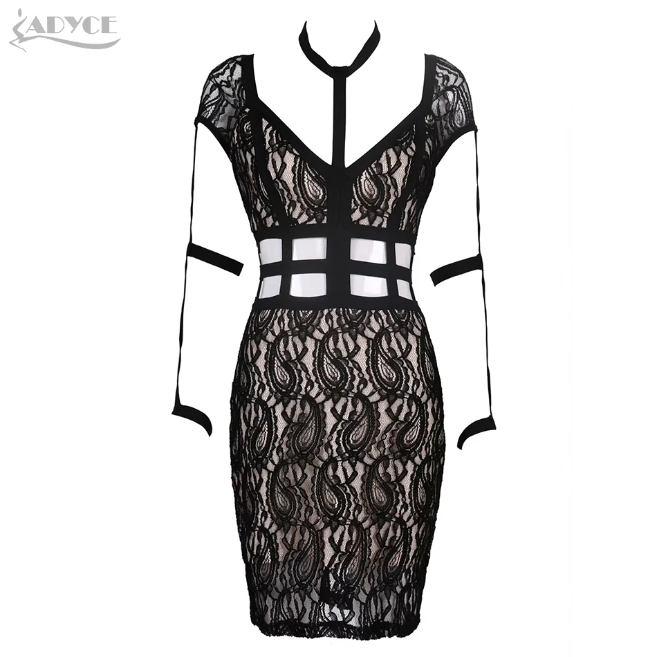 ADYCE, новинка, летнее женское Бандажное платье, Vestidos, вечерние платья знаменитостей, сексуальное, с коротким рукавом, кружевное, с вырезом, облегающее, Клубное платье