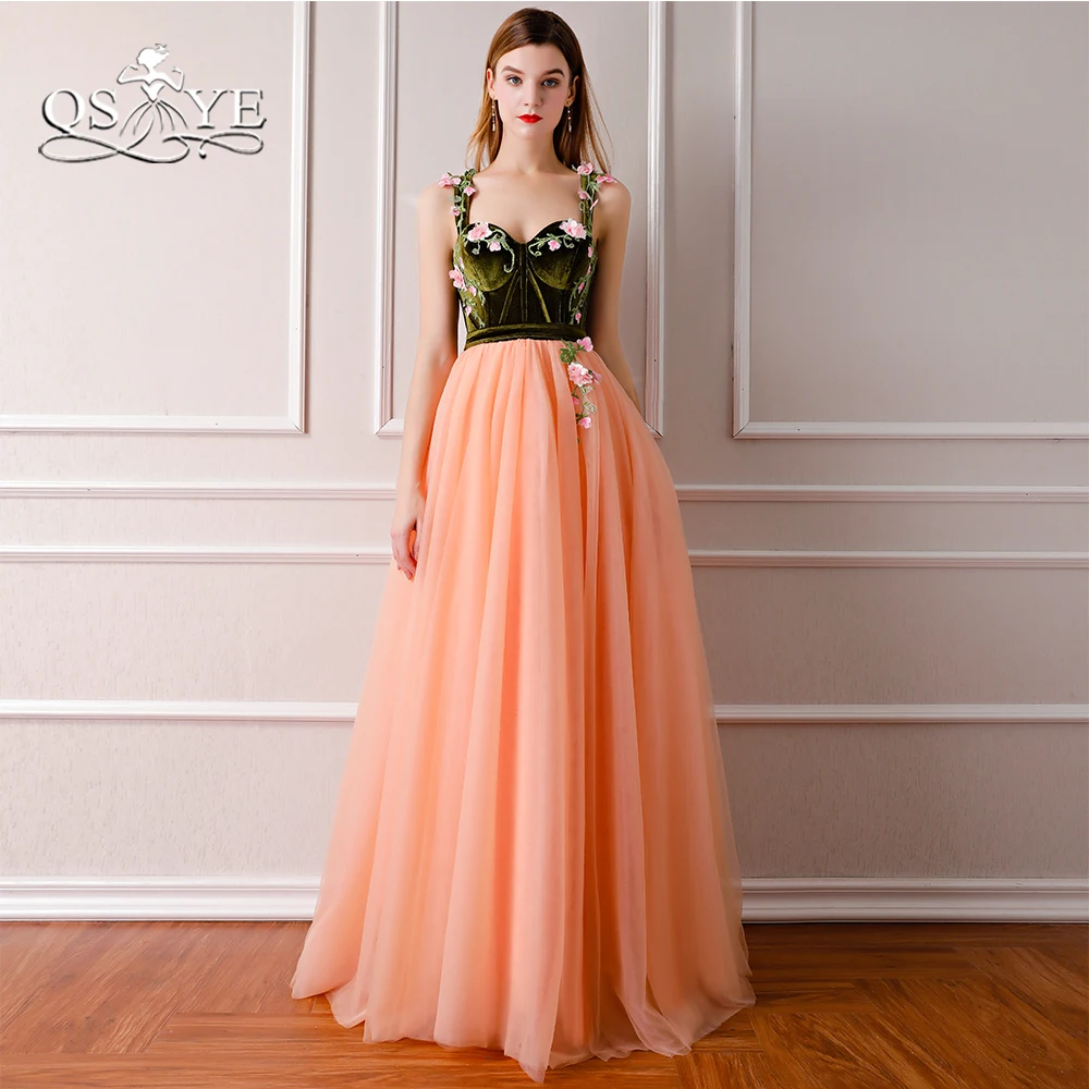 QSYYE 2018 винтажные Длинные Выпускные платья Robe de Soiree 3D цветочное розовое Тюлевое