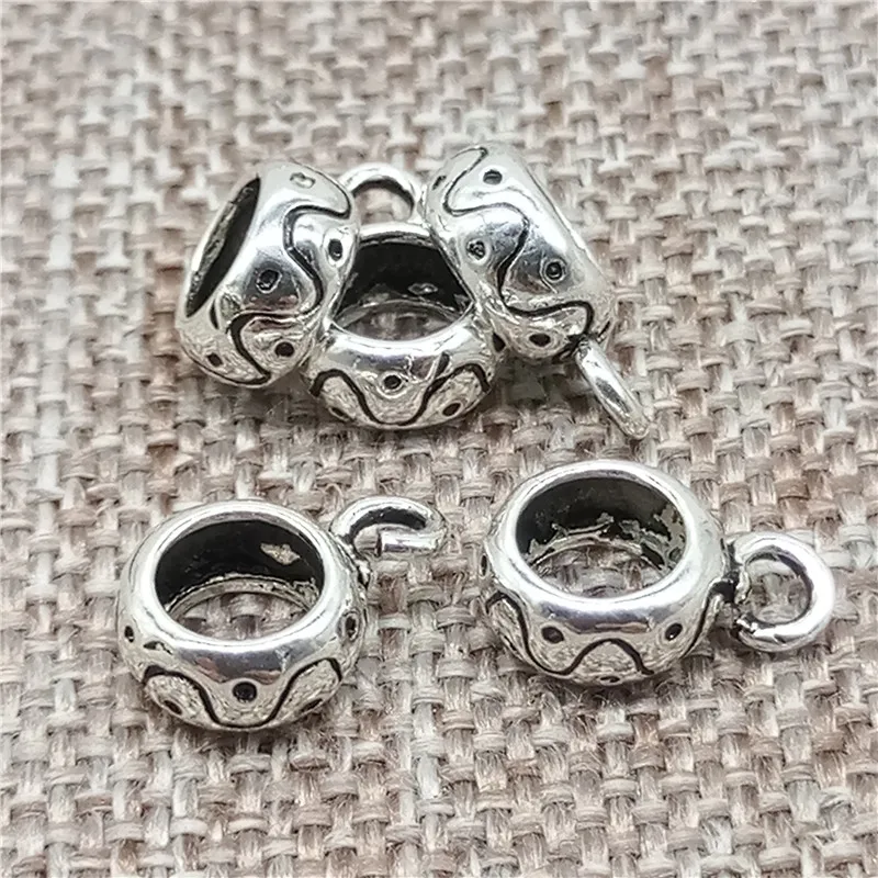 

8 Pieces of 925 Sterling Silver Spiral Bail Bead Charms Spacer 5mm Hole for Bracelet Necklace