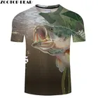 Футболка мужская с 3D принтом рыба в вопле, Повседневная рубашка с коротким рукавом, топ с принтом животного, медведь, на лето