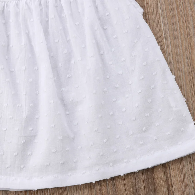 Летнее милое платье принцессы для маленьких девочек однотонное белое