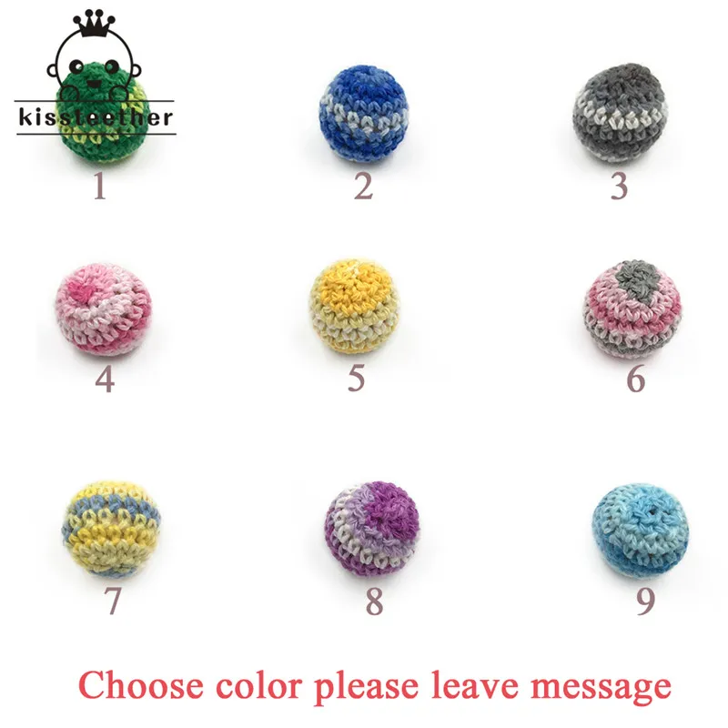 

DIY Baby Teether beads 16MM/10pcs Wooden Crochet beads Kids finding handmade teething necklace crochet teether balls Baby safety