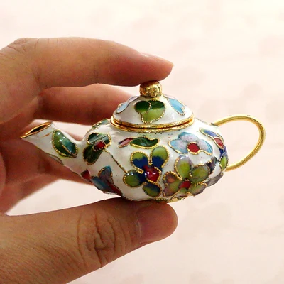 pumpkin pot white Милая китайская перегородчатая эмаль мини чайник украшения ручной работы плода медные филигранные эмали домашний декор горшок ремесла подарок - Цвет: pumpkin pot white