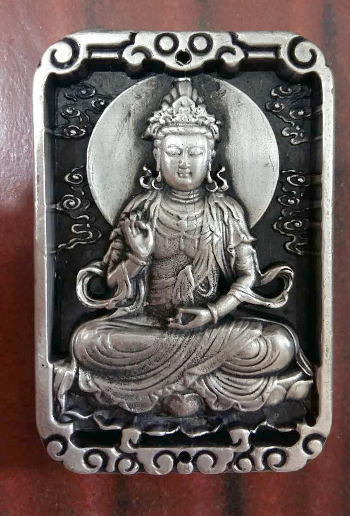 Изысканный старый китайский металл Kwan yin Avalokitesvara благоприятный Фотофон No.2|plate|plate