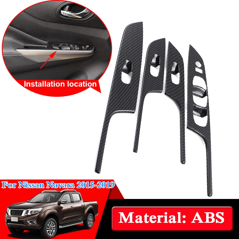 

Car Styling Windows Control Panel Cover Sequins For Nissan NP300 Navara 2017-2018 Internal Door Windows Switch Lift Panel Cover