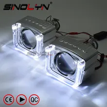 Sinolyn 2.5 Inch Projector Bi-xenon Lens For H4 H7 Car Angel Devil Eyes H1 HID LED Bulb Headlight Lenses Lights Car Accessories