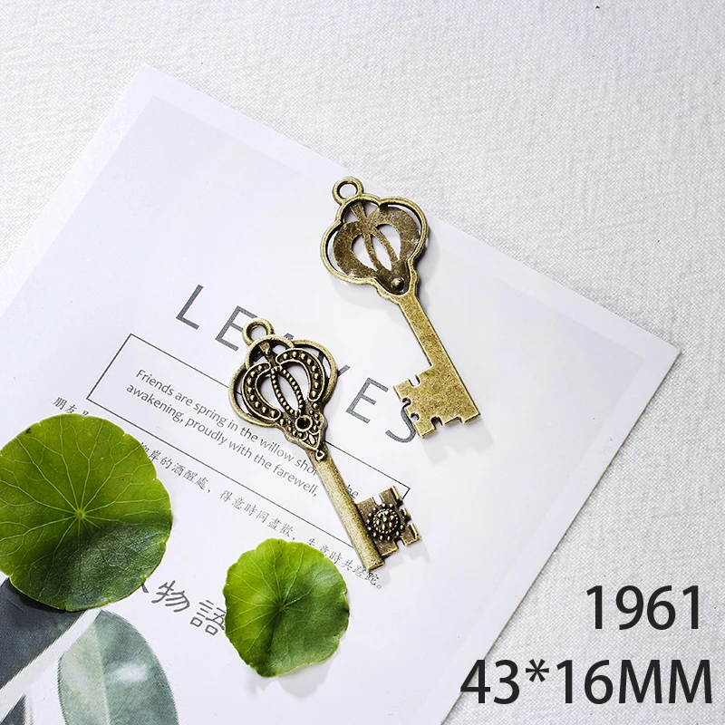 

43*16mm 8pcs Key Alloy Pendant For Diy Jewelry Making 2 Colors Antique Silver Antique Bronze No.1961