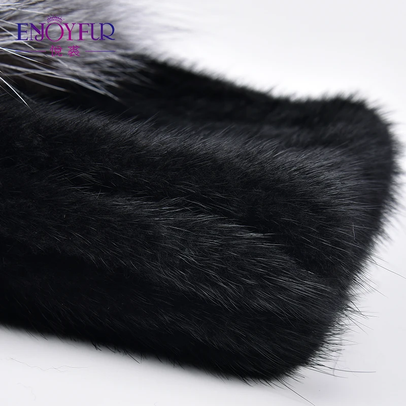 ENJOYFUR/Модная шапка из меха норки с кошачьими ушками женские меховые зимние шапки