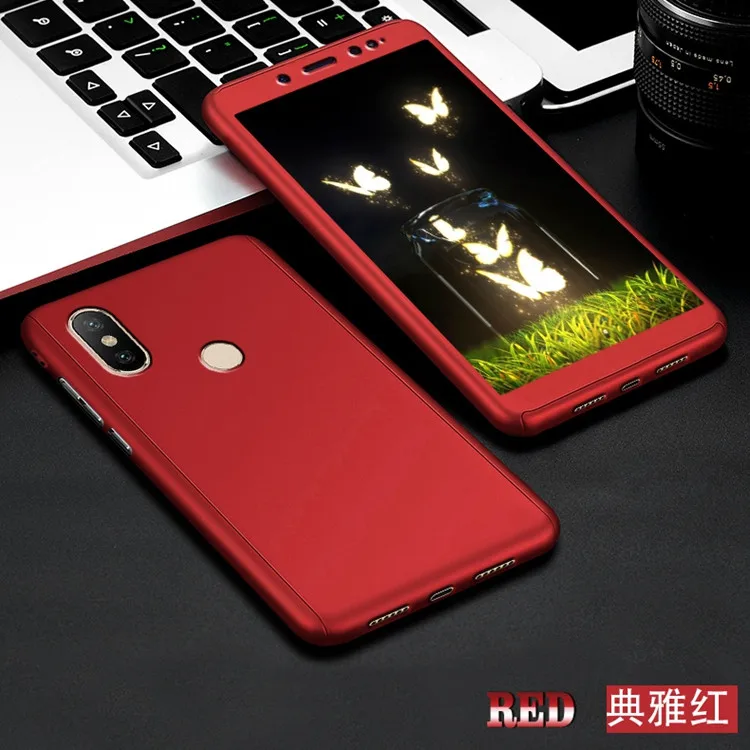 Xiaomi Redmi Note 6 Pro 360 Degree Full Protection Hard Plastic Case With Tempered Glass Global Version |