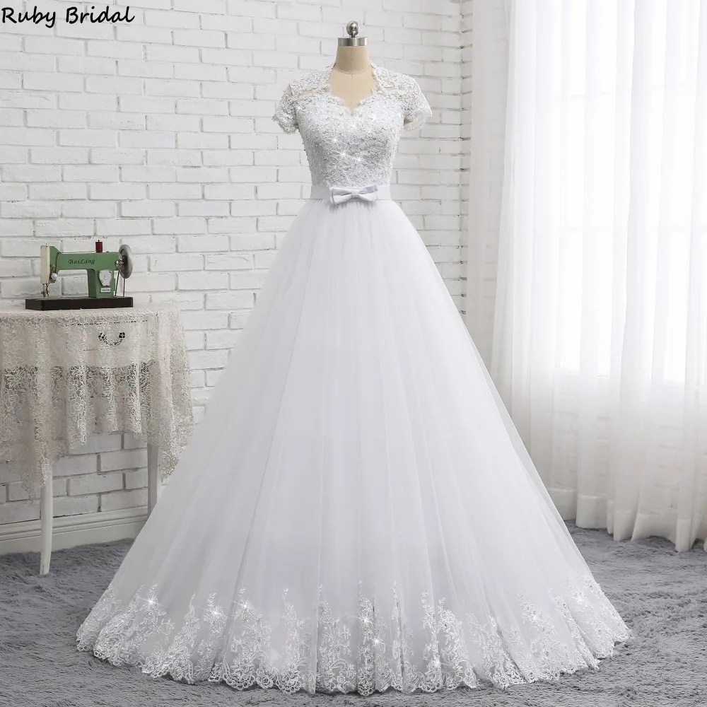 Свадебное платье Ruby Bridal элегантное бальное с коротким рукавом свадебные платья