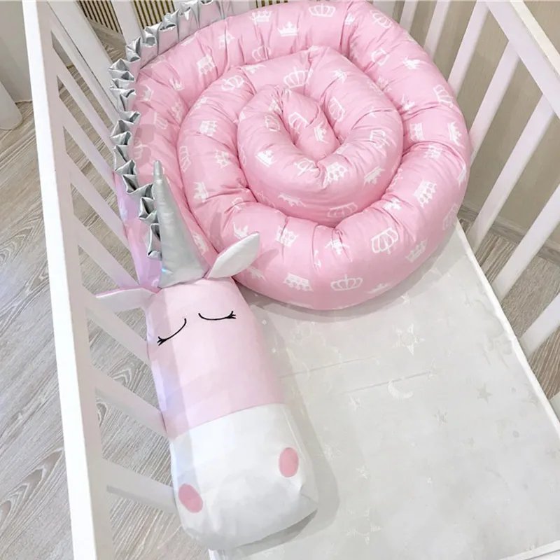

2m 3m 4m Baby cushion Cushion Bedroom Bedding bed bumper colorful Indoor decorations ins style pink unicorn