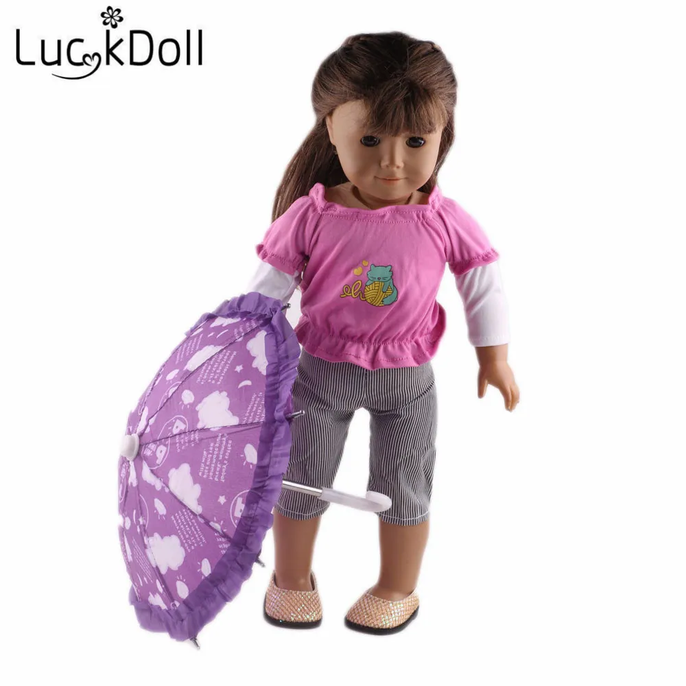 LUCKDOLL высококачественный цветной гофрированный Зонт с принтом для 18 дюймов