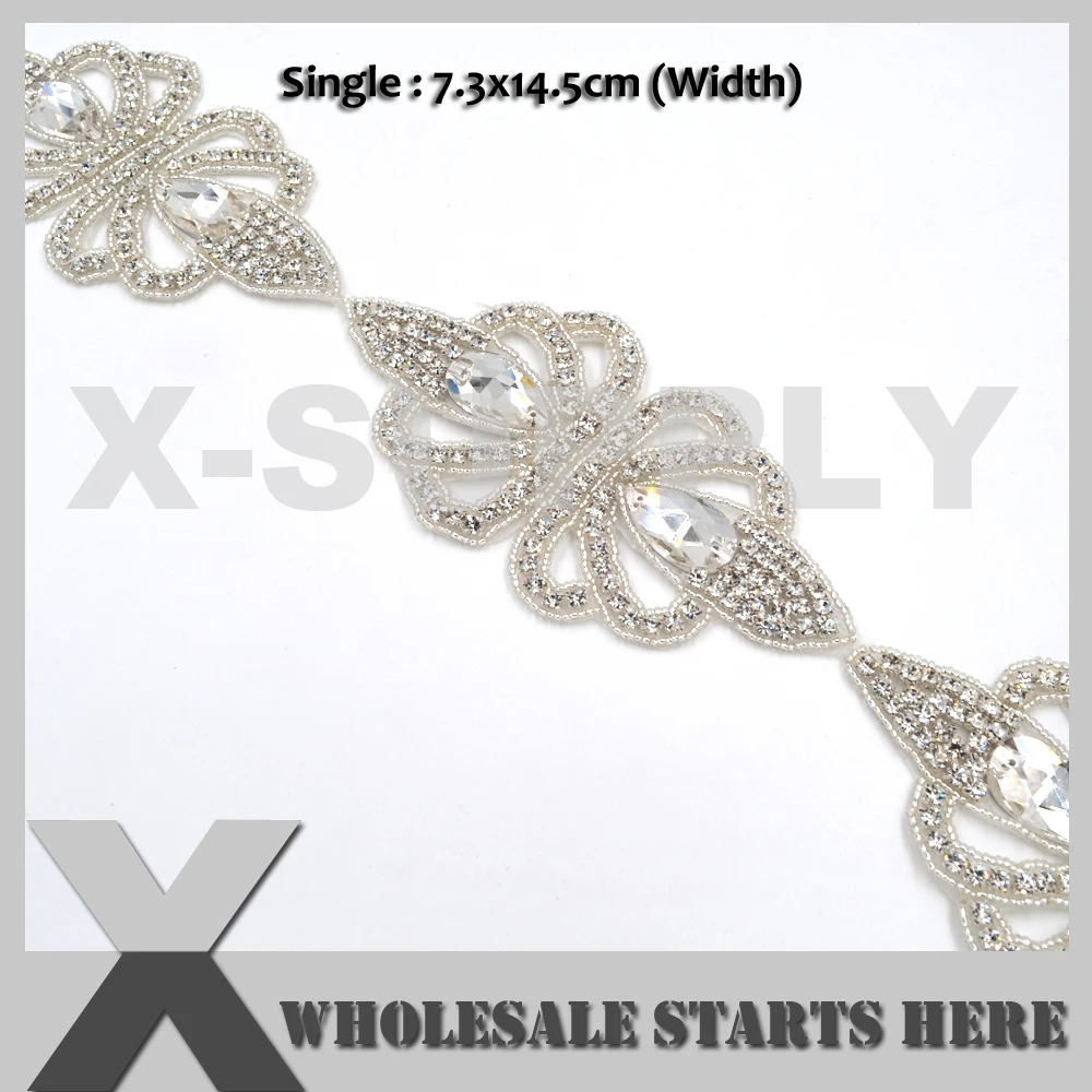 

Rhinestone Applique Trim,Rhinestone Brical Belt Trim for Wedding Dress Party Dress,Curtains