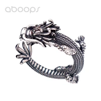 black 925 sterling silver chinese dragon pinky ring with zircons for men womensmall finger ringadjustablefree shipping