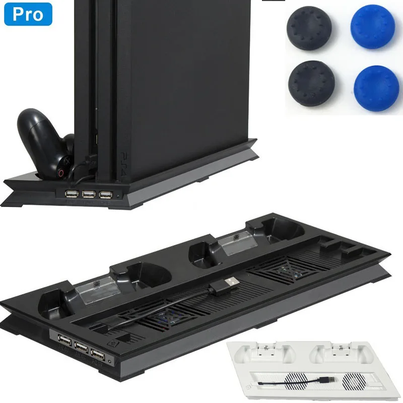 PS4 Pro Cooling Fan Cooler Vertical Stand Base Controllers Charging Dock Station for Sony Playstation 4 Pro Console Accessories ootdty vertical stand mount holder dock cradle for ps4 pro game accessories console