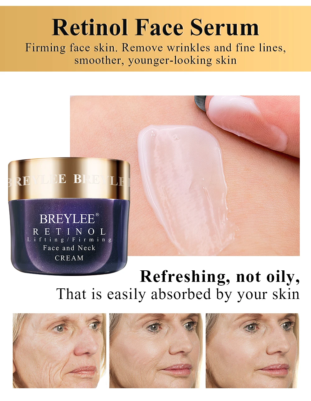 Breylee Retinol крем для лица крем от морщин набор для ухода за кожей с омолаживающим эффектом Сыворотка для лица крем для глаз удаляет мелкую линию морщин затягивает увлажнение