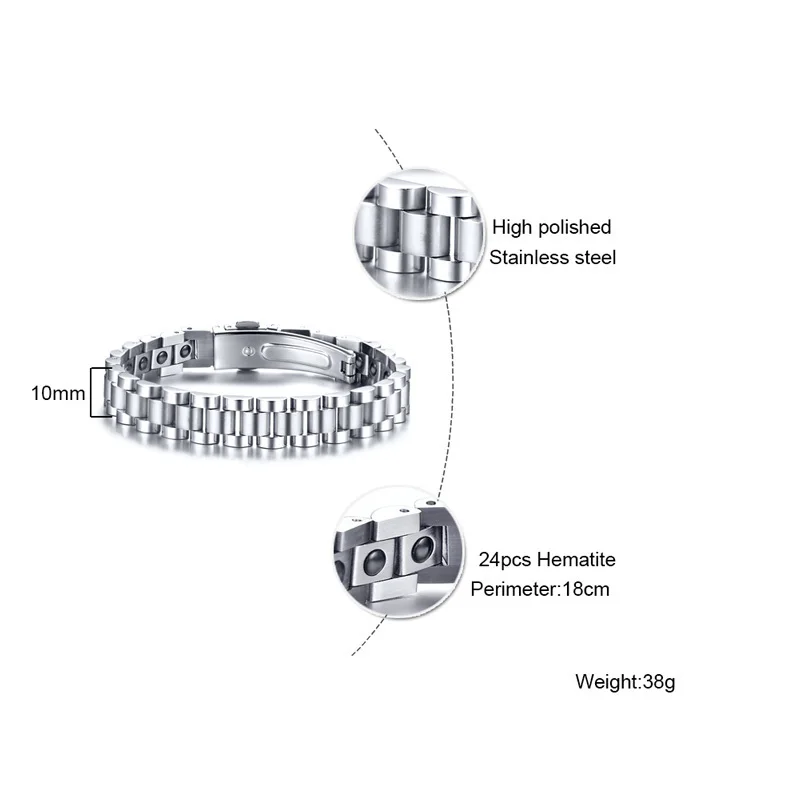 Vnox здоровый гематит браслеты для мужчин женщин Био энергия Терапия браслет из
