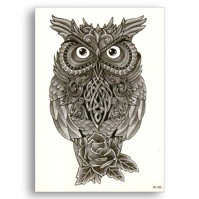 Поддельные Временные Съемная татуировка переводятся с помощью воды птицы сова