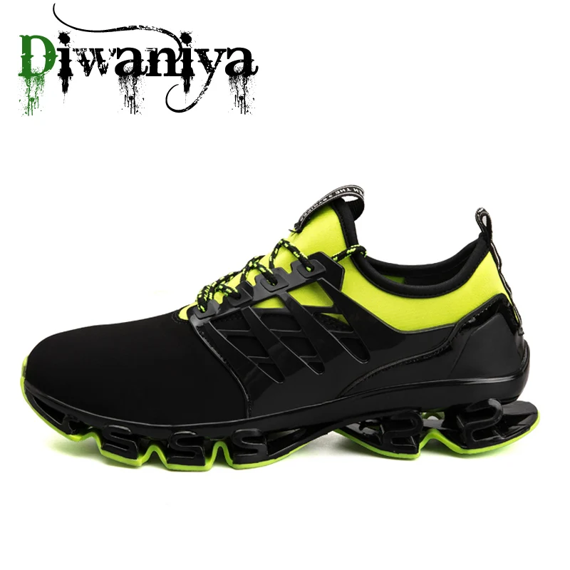 Black Yellow Diwaniya/высококачественные мужские кроссовки; Уникальная подошва; дышащая сетка; уличная спортивная обувь; амортизация; беговые кроссовки; 36~ 48 - Color: Black Yellow