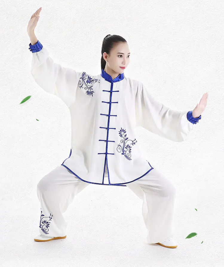 Одежда для ушу с длинными рукавами с вышивкой TaiChi, форма для кунгфу, весна-осень, женский костюм Tai Chi, Униформа, одежда для тренировок