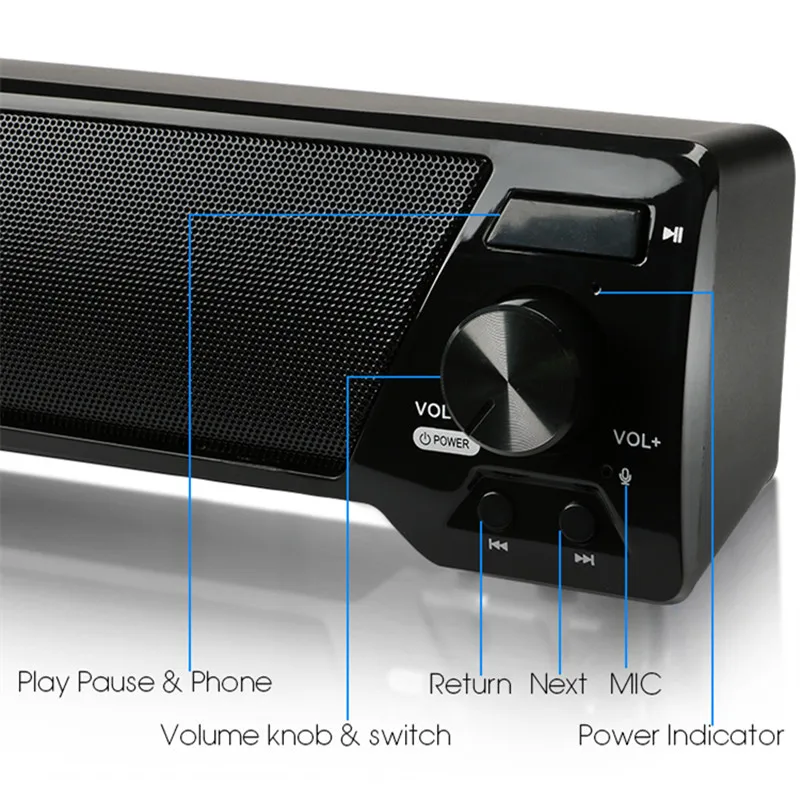 TOPROAD Портативный Bluetooth Soundbar Беспроводной Динамик s Магнитная enceinte 10 Вт двойной бас