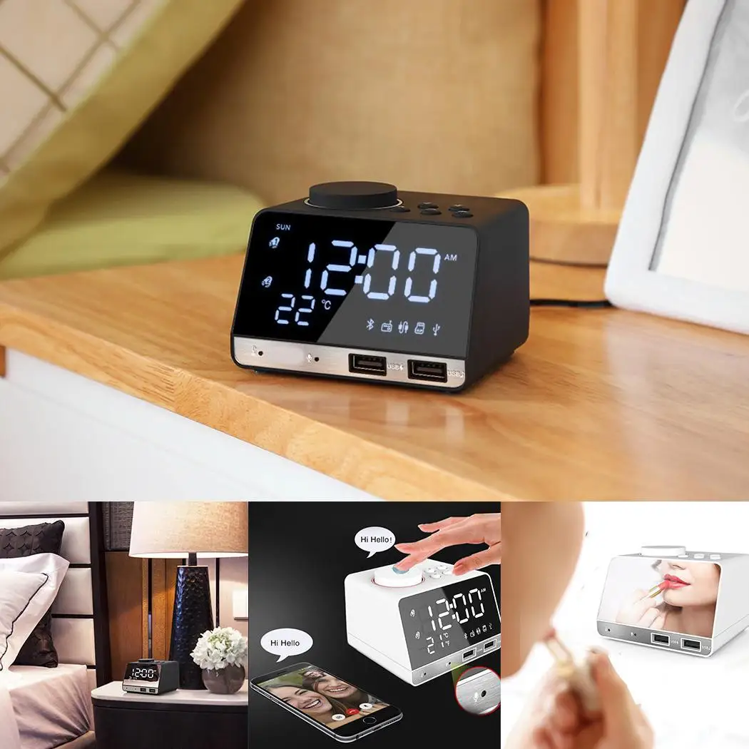 Многофункциональный светодиодный Будильник беспроводной Bluetooth USB музыкальный