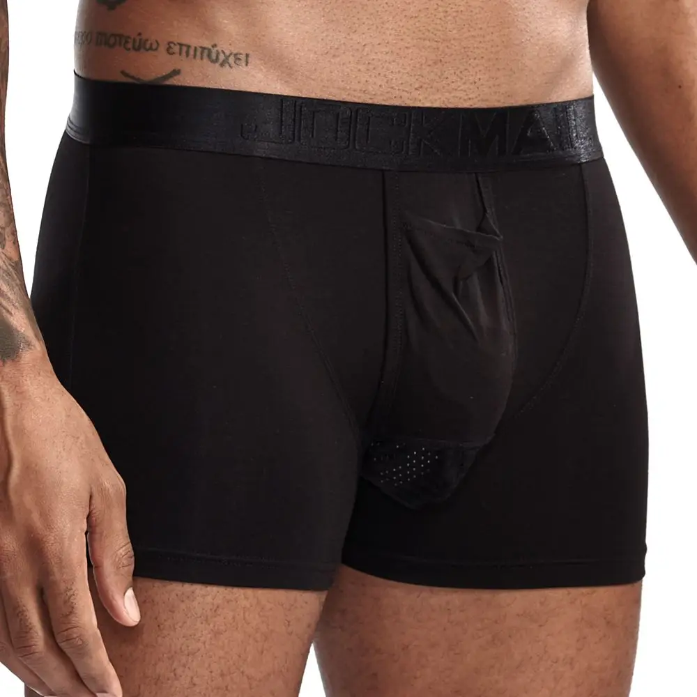 JOCKMAIL, модальное мягкое сексуальное мужское нижнее белье, боксерские шорты, Мошонка, уход за мошонкой, Капсульная функция, молодежное здоровье, Сеульское Выпуклое разделение, боксеры для геев - Цвет: Черный