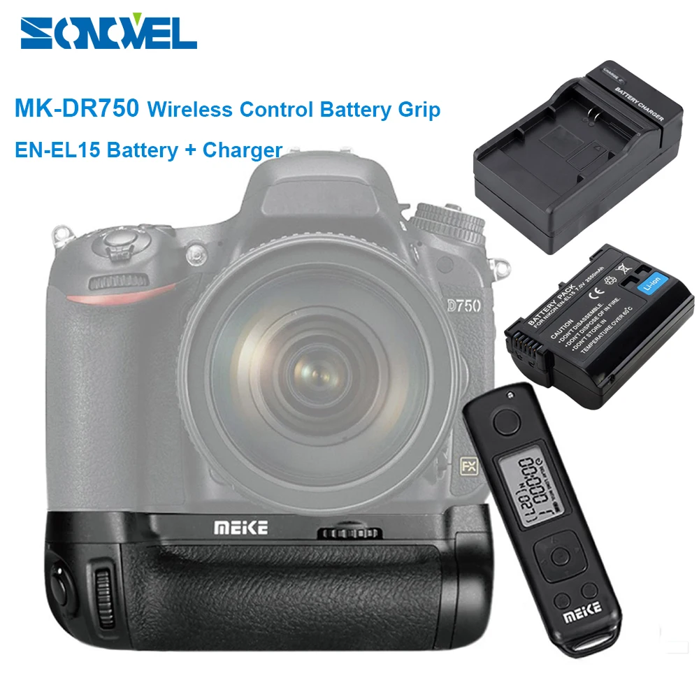 Рукоятка для аккумулятора Meike встроенная беспроводная рукоятка 2 4g Nikon D750 в