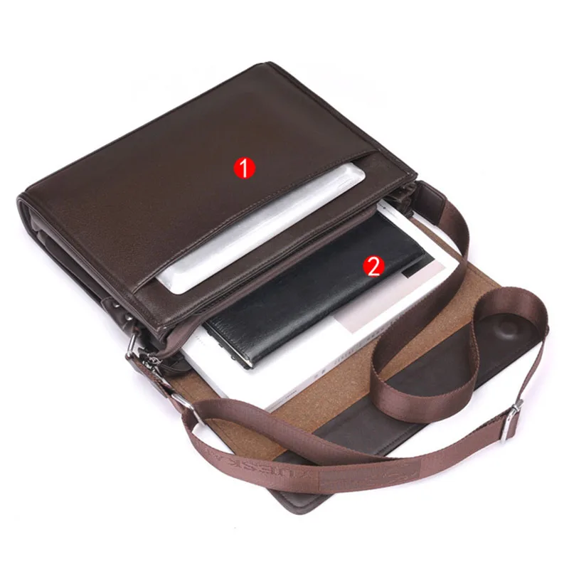 Мужская деловая сумка портфель черная коричневая через плечо из искусственной