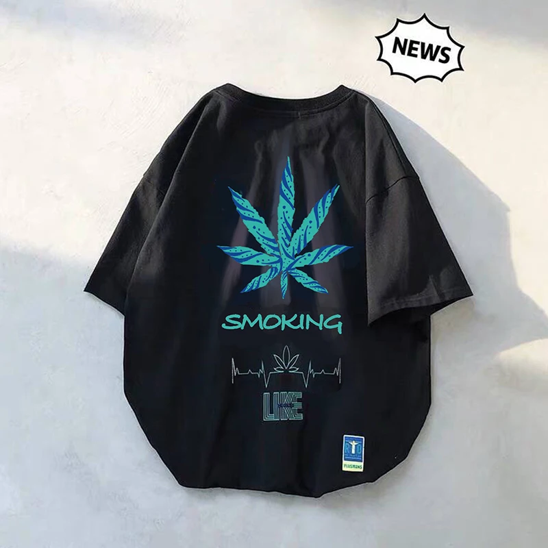Новинка 2019 молодежная популярная Футболка с принтом конопли короткий рукав Топы