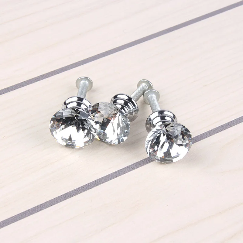 10 шт./упак. 20 мм стеклянные ручки для шкафов и выдвижных ручек в форме бриллианта