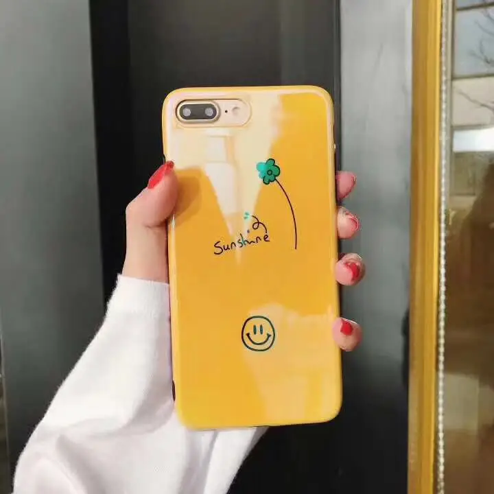 Солнце цветочек улыбающееся лицо Pattern Blue Light Высокое качество IMD TPU чехол для Iphone6 6