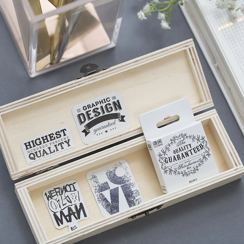50 ⑤ кор. черно белый английский гетероморфизм наклейки DIY альбом клей бумажный