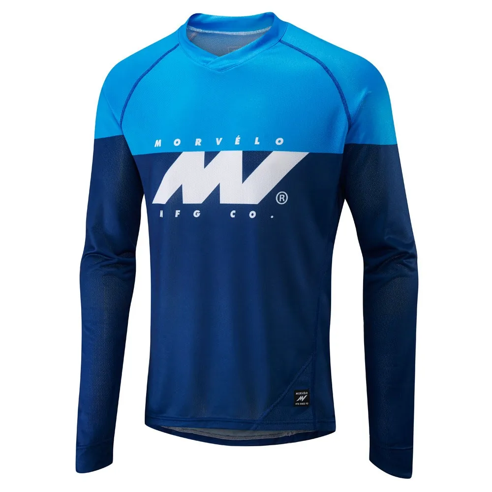 Новый Morvelo MTB Мотокросс синий веломайка DH MX мужские футболки с длинными рукавами