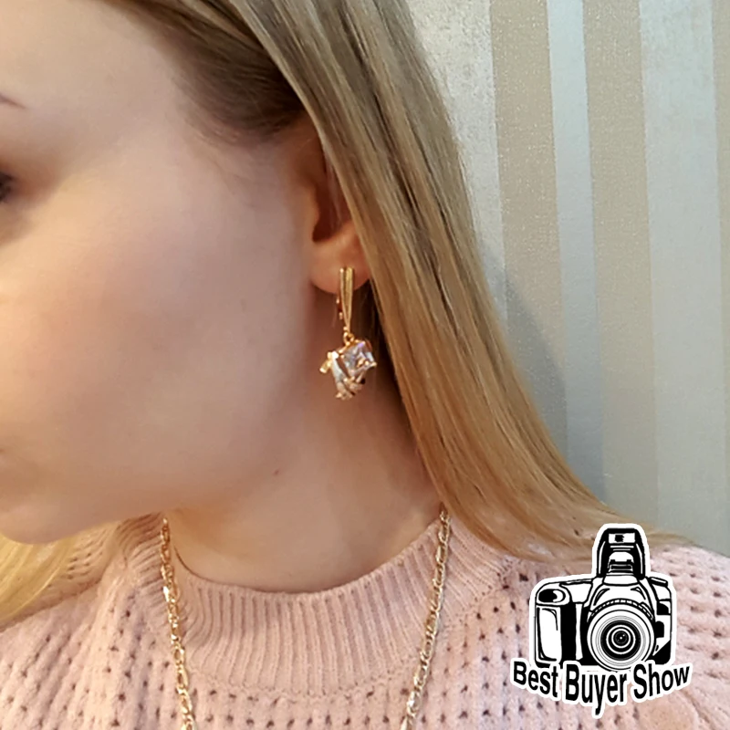 Женские длинные висячие серьги FLOLA из розового золота 585 пробы с фианитами и