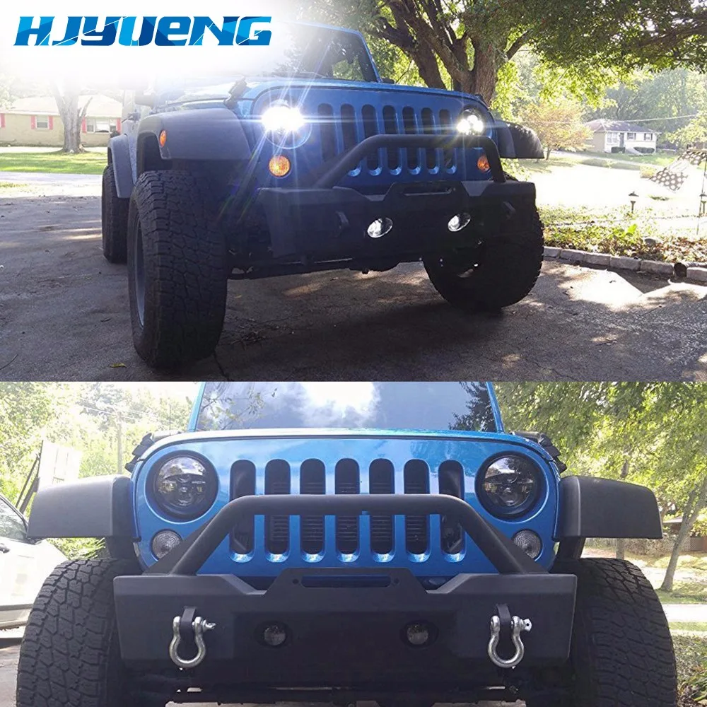 HJYUENG 45 Вт для Jeep wrangler 7 дюймов светодиодный передний фары замена с Hi/Lo луч + черный 4