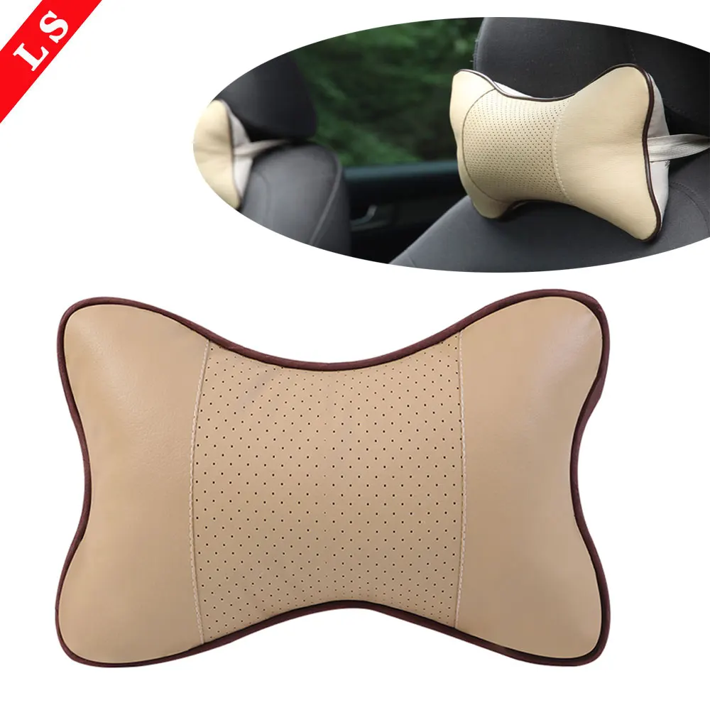 

LONGSHI Auto Car Seat PU Neck Pillow Protection Safety Auto Headrest Support Rest Cushion Car Seats Accessories Pillow Pad 1pcs