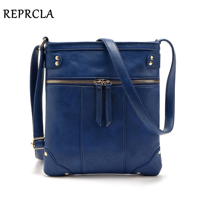 

REPRCLA European Vintage Women Bag Double Zipper Women Messenger Bags High Quality PU Shoulder Bag Crossbody 9L33