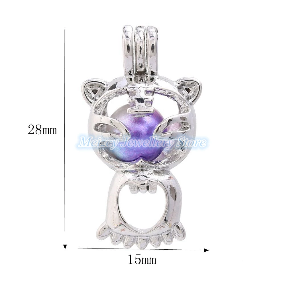 1pc Silver Plated Cute Little Tiger Paw Pearl Cage Pendant Necklace Oyster Jewelry Essential Oil Diffuser Lockets Fun Gift | Украшения и