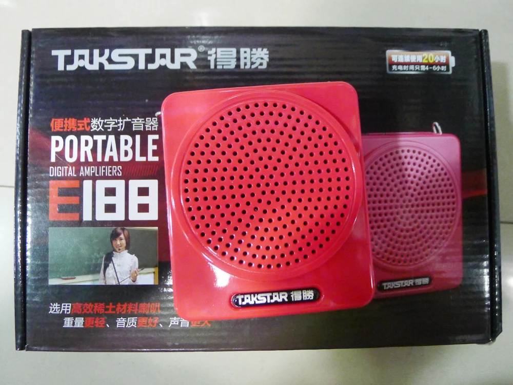 Takstar мегафон микрофон loundspeaker e188 литиевая батарея мини портативный цифровой