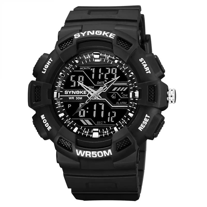 black Мужские походные военные часы водонепроницаемые спортивные часы мужские s светодиодный цифровые часы лучший бренд Роскошные часы для дайвинга Relogio Masculino - Цвет: black