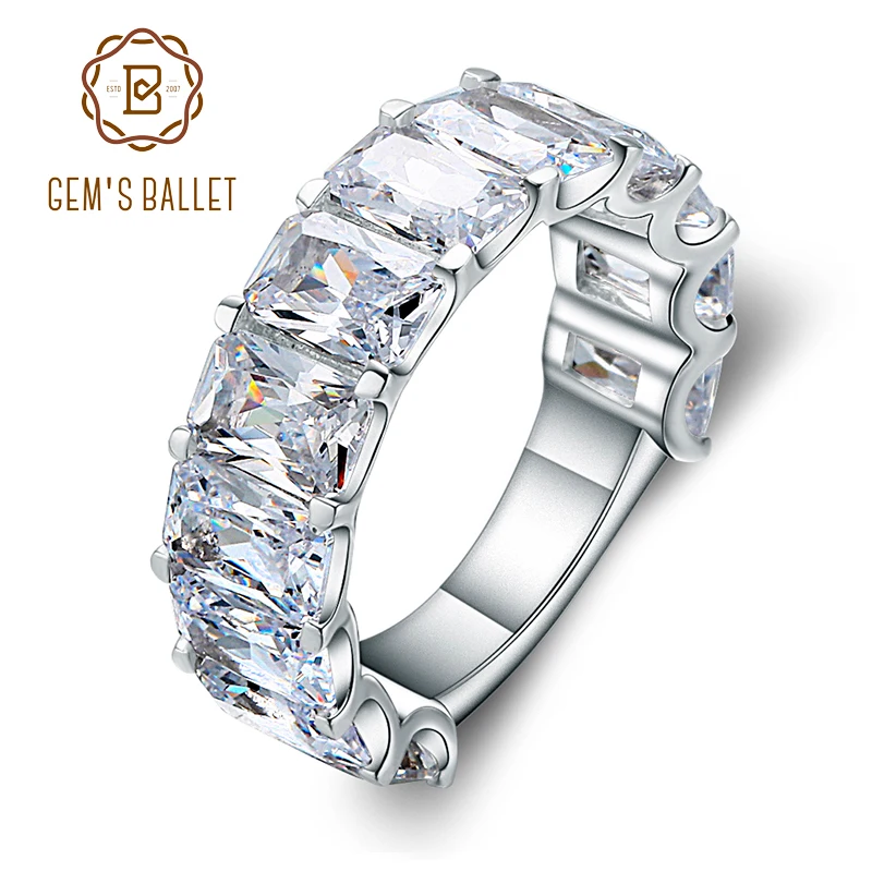 

Gem's Ballet Wedding White Simulant Diamond Channel Set Ring 925 Sterling Silver Engagement Birthday Anniversary Ring For Women