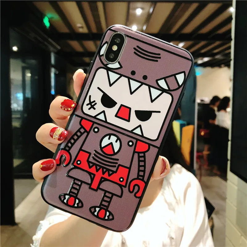 Cute Cartoon Embossment Soft TPU Case For iPhone X 6 6S 7 8 Plus Cover Ultra-thin PC Shell | Мобильные телефоны и