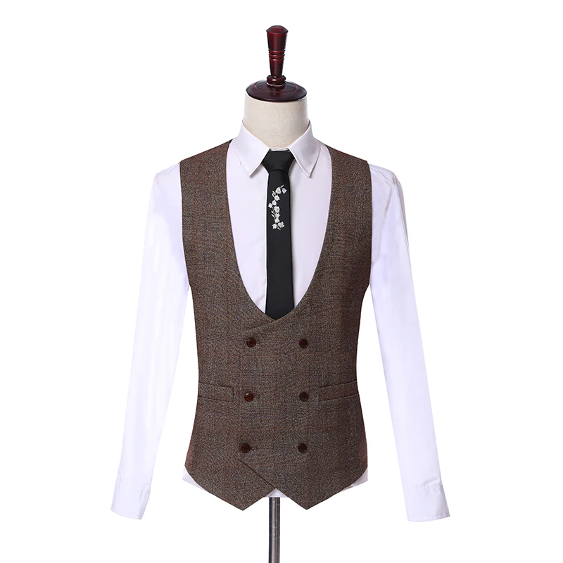 Элегантный дизайн 2019 повседневный деловой коричневый клетчатый комплект из 3