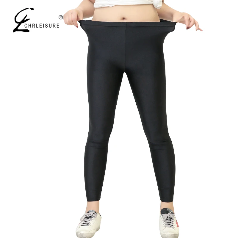 CHRLEISURE XL-5XL женские леггинсы большого размера однотонные Цвет с высокой талией