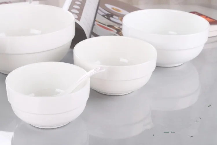 Белая фарфоровая миска для риса на пару посуда из костяного фарфора керамическая